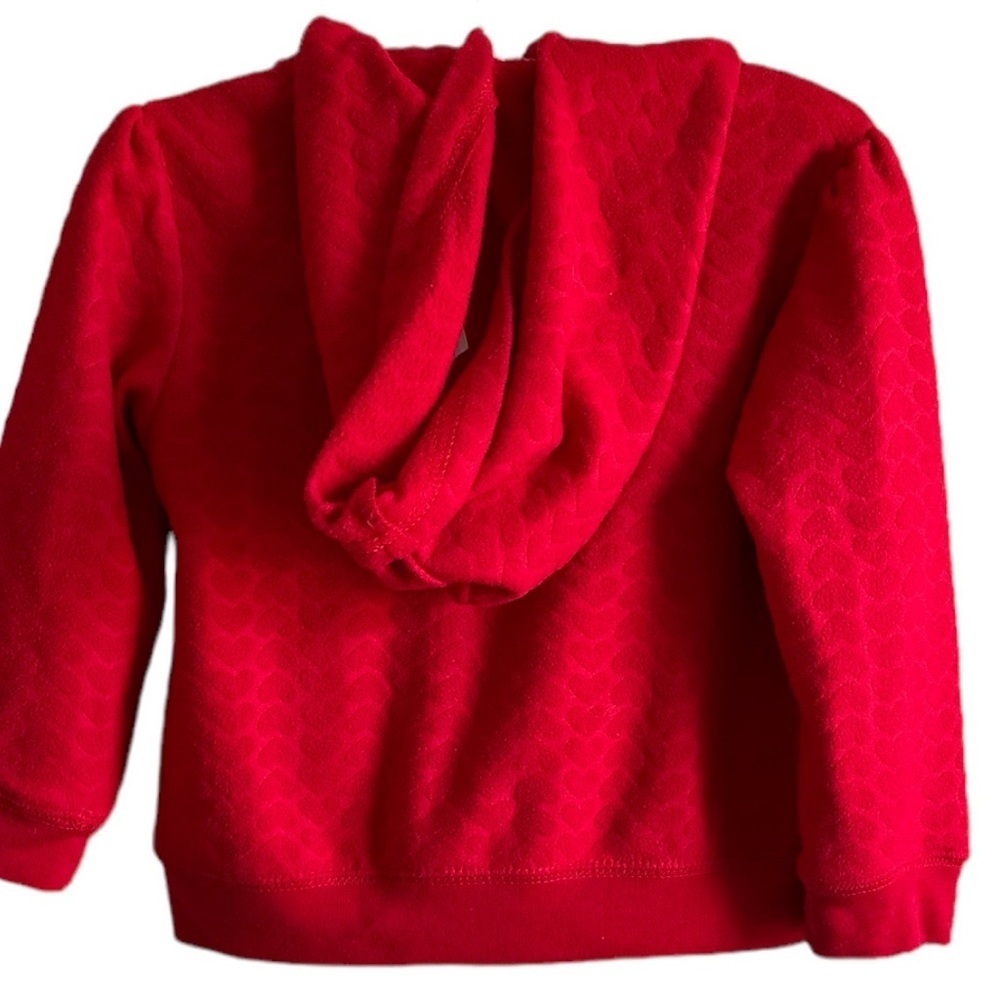 Baby Girl Zip Red Subtle Hearts Printed Zip Hoodie Fleece Jacket Sweater 24 M